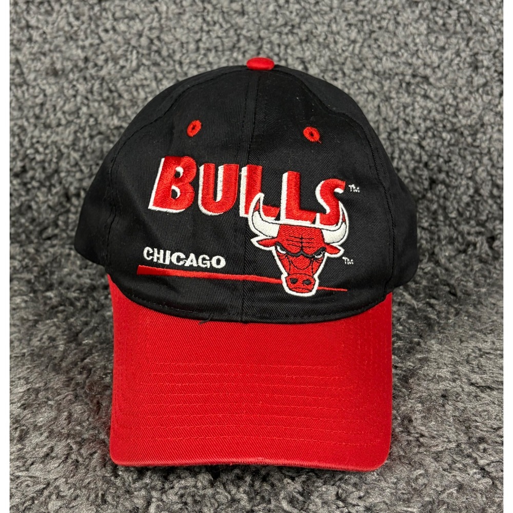 Vintage 90s Chicago Bulls Snapback Hat Twins NBA Black Red Embroidered Cap